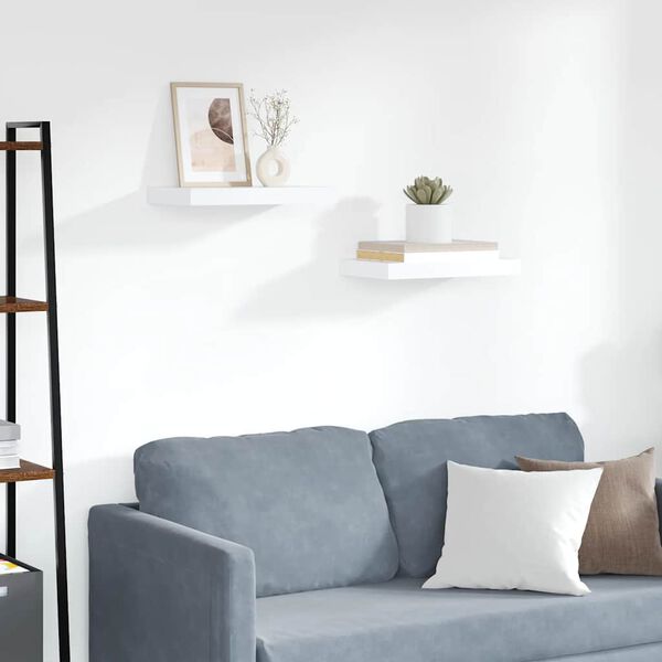 vidaXL P&oacute;łki ścienne, 2 szt., białe, 40x23x3,8 cm, MDF