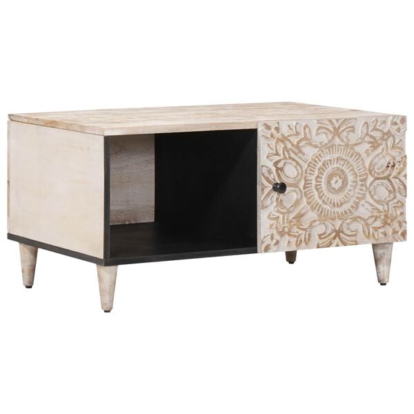 vidaXL Stolik kawowy Biały 80 x 50 x 40 cm Drewno z mango