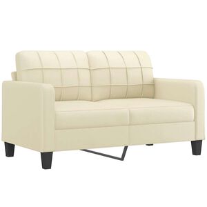 vidaXL 2-osobowa sofa, kremowy, 140 cm, sztuczna sk&oacute;ra