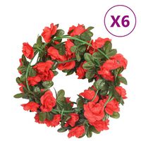 vidaXL Sztuczne girlandy kwiatowe, 6 szt., czerwone, 240 cm