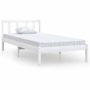 vidaXL Rama ł&oacute;żka, biała, lite drewno sosnowe, 75x190 cm, pojedyncza