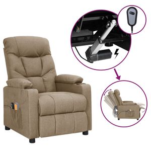 vidaXL Elektryczny fotel masujący, taupe, tkanina