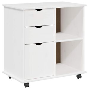 vidaXL Rolkowa szafka 63,5 x 39 x 65,5 cm Lite drewno sosnowe Biały