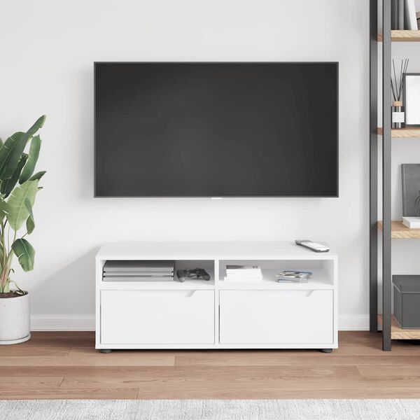 vidaXL Szafka pod TV "VISNES" Biała 100x40x38 cm Drewno klejone