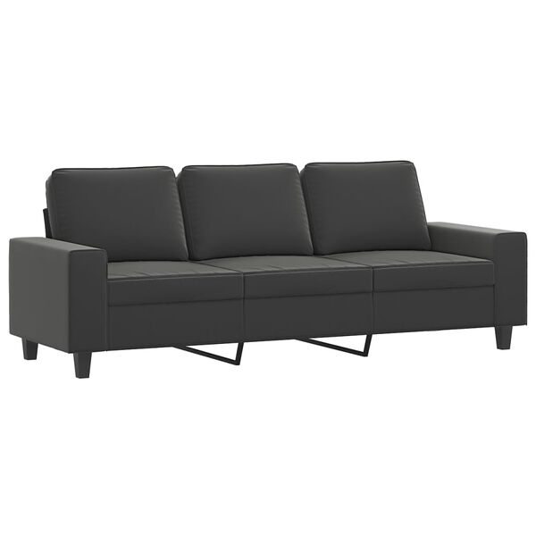 vidaXL 3-os. sofa z podn&oacute;żkiem, czarna, 180 cm, obita mikrofibrą
