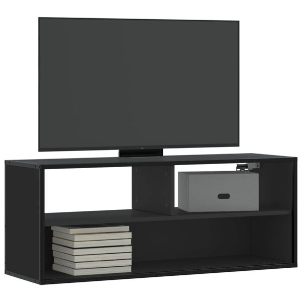 vidaXL Szafka pod TV, czarna, 100x31x39,5 cm, materiał drewnopochodny