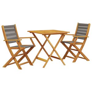 vidaXL 3-cz. zestaw mebli bistro, szary polipropylen i drewno