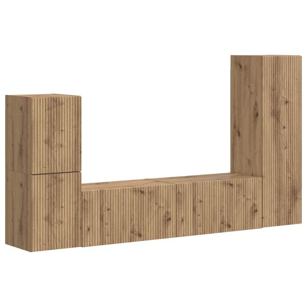 vidaXL Zestaw szafek RTV Montowane na ścianie 4 pcs Dąb rzemieślniczy