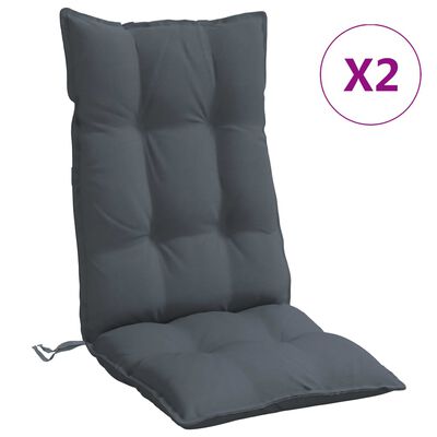 vidaXL Poduszki na krzesła z wysokim oparciem, 2 szt., antracytowe