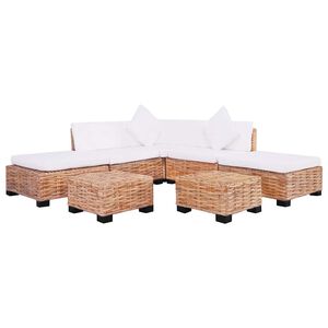vidaXL Zestaw wypoczynkowy, 18 element&oacute;w, naturalny rattan