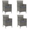 vidaXL Krzesła ogrodowe z poduszkami, 4 szt., polirattan, szare