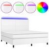 vidaXL Ł&oacute;żko kontynentalne z materacem i LED, biała ekosk&oacute;ra 160x200cm