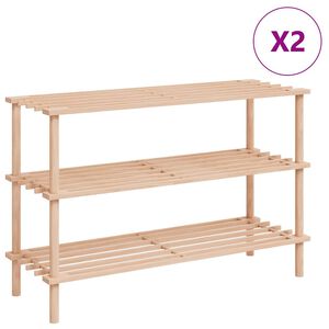 vidaXL Regały na buty z 3 p&oacute;łkami, 2 szt., lite drewno jodłowe
