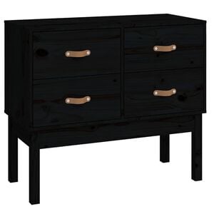 vidaXL Komoda, czarna, 90x40x78 cm, lite drewno sosnowe