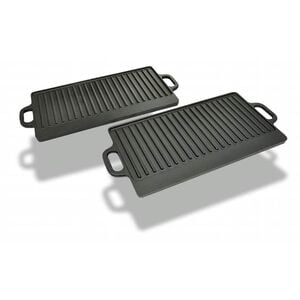 vidaXL Żeliwne płyty grillowe, dwustronne, 2 szt, 38 x 23 cm