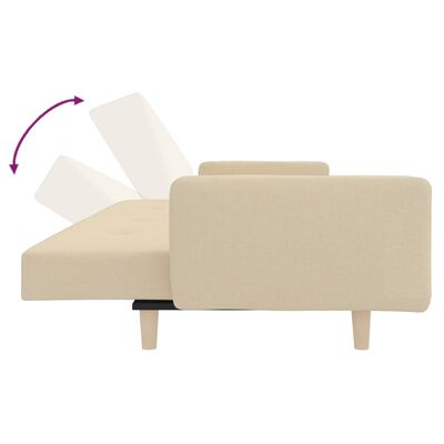 vidaXL 2-osobowa kanapa z 2 poduszkami, kremowa, obita tkaniną