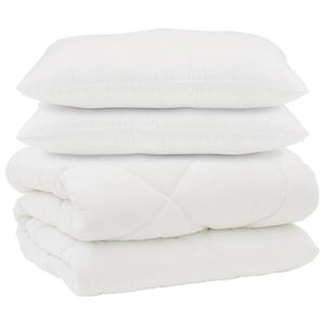 vidaXL Duvet z poduszkami z poduszką 3 pcs Biały Mikrofibra i Puch