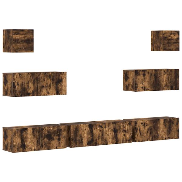 vidaXL Zestaw 7 szafek TV, przydymiony dąb, materiał drewnopochodny