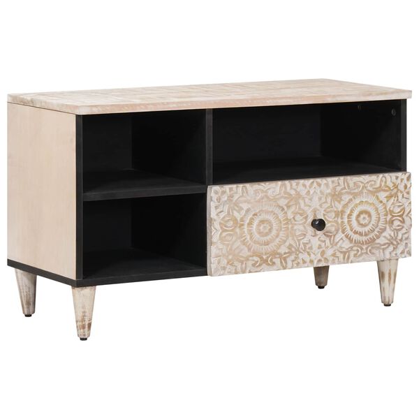 vidaXL Szafka pod telewizor Biały 80 x 33,5 x 46 cm Drewno z mango