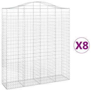 vidaXL Kosze gabionowe, 8 szt, 200x50x220/240 cm, galwanizowane żelazo