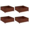 vidaXL Krawężnik do trawnika 4 pcs 100 x 100 x 35 cm Stal Rdzawy