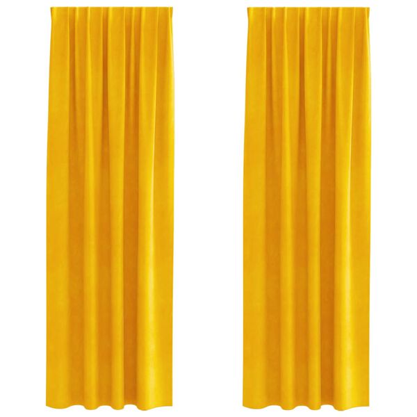 vidaXL Zasłony zaciemniające 2 pcs Musztardowy Ż&oacute;łty 140 x 245 cm