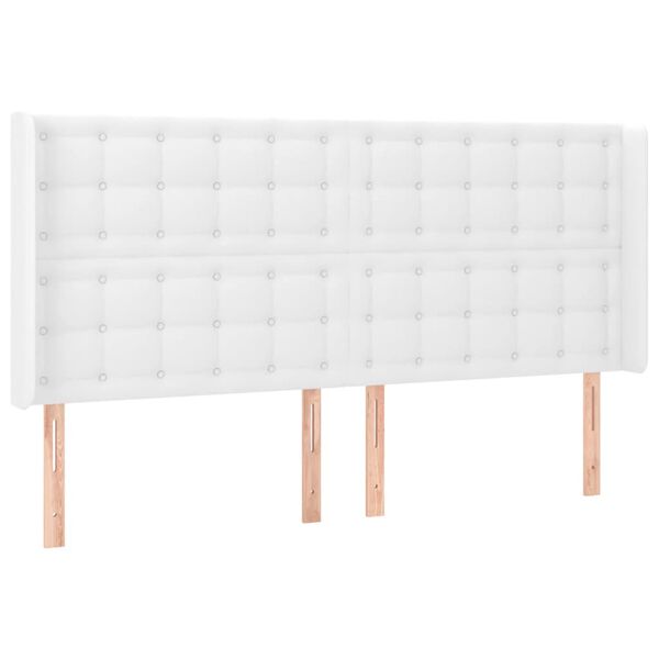 vidaXL Zagł&oacute;wek do ł&oacute;żka z LED, biały, 163x16x118/128cm sztuczna sk&oacute;ra