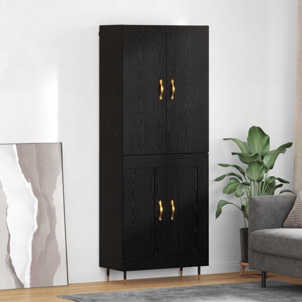 vidaXL Highboard Czarny Dąb 69,5 x 34 x 180 cm Materiał drewnopochodny