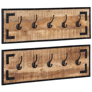 vidaXL Wieszaki na ubrania, 2 szt., 80x8x25 cm, surowe drewno mango