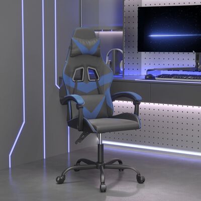 vidaXL Fotel gamingowy, obrotowy, czarno-niebieski, sztuczna skóra