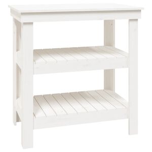 vidaXL St&oacute;ł warsztatowy Biały 78,5 x 50 x 80 cm Lite drewno sosnowe