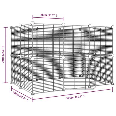 vidaXL Klatka dla zwierząt z bramką, 20 paneli, czarna, 35x35 cm, stal
