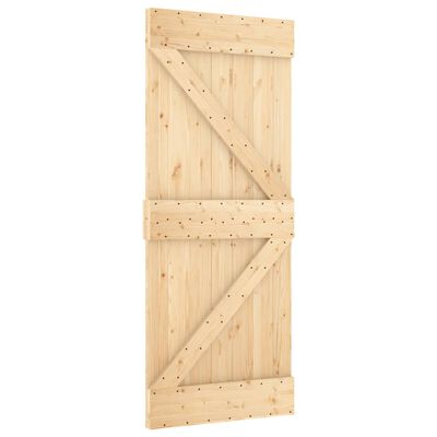 vidaXL Drzwi przesuwne z osprzętem, 85x210 cm, lite drewno sosnowe