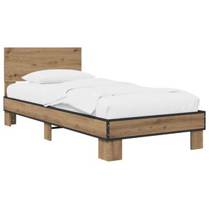 vidaXL Rama ł&oacute;żka z wezgłowiem Dąb artisan 80 x 200 cm