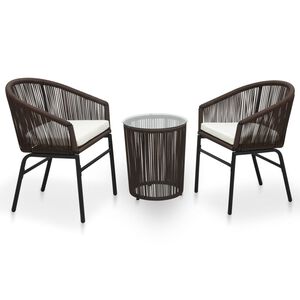vidaXL 3-częściowy zestaw mebli bistro z poduszkami, rattan PE, brąz