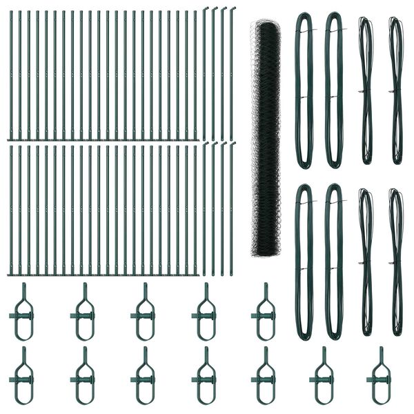 vidaXL Ogrodzenie z słupkami Zielony 1.6 x 100 m Stal pokryta PCV