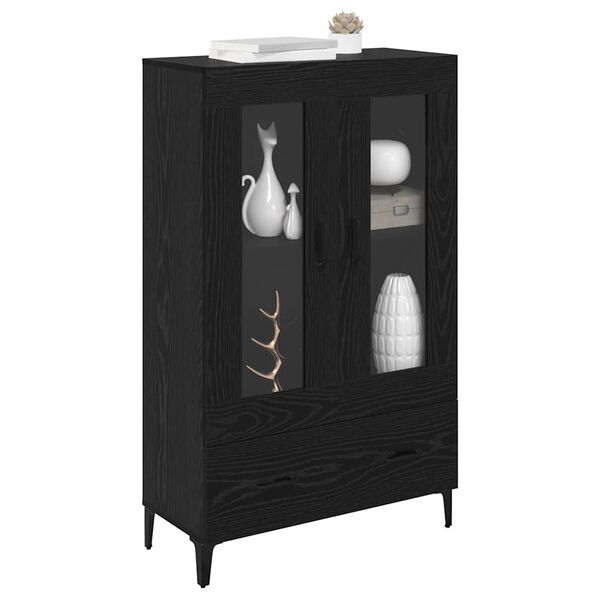 vidaXL Highboard z szufladą Czarny Dąb 70 x 31 x 115 cm