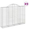 vidaXL Kosze gabionowe, 9 szt, 200x30x140/160 cm, galwanizowane żelazo