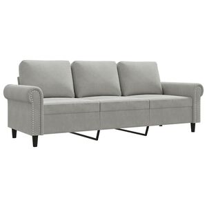 vidaXL Sofa 3-osobowa, jasnoszara, 180 cm, tapicerowana aksamitem