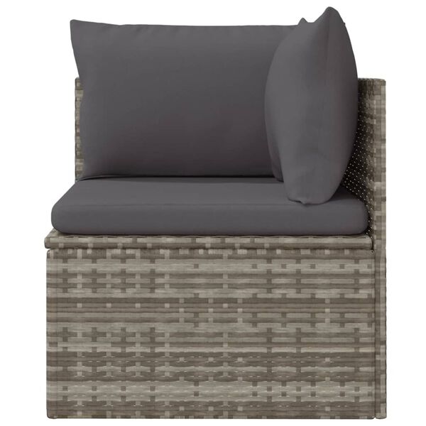 vidaXL Ogrodowa sofa narożna z poduszkami, szara, 57x57x56 cm