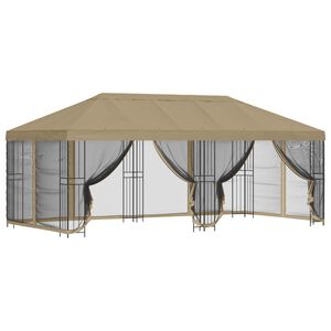 vidaXL Altana z bokami 6 x 3 m Beżowy Poliester i Stal 190 gsm