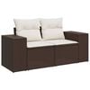 vidaXL Sofa ogrodowa z poduszkami, 2-osobowa, brązowa, polirattan
