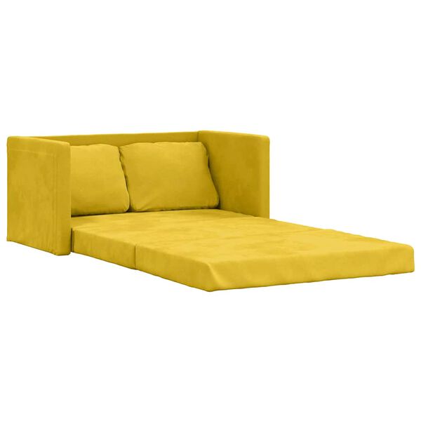 vidaXL Sofa podłogowa 2-w-1, ciemnoż&oacute;łta, 122x204x55 cm, aksamit