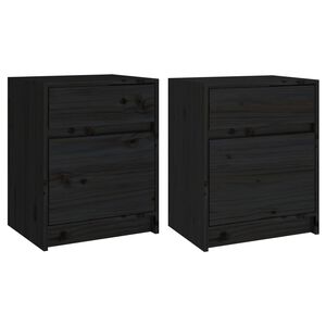 vidaXL Szafki nocne, 2 szt., czarne, 40x31x50 cm, lite drewno sosnowe
