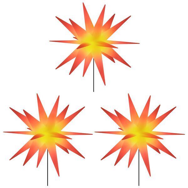 vidaXL Ozdoby świetlne LED z prętami, składane 3 szt., czerwone, 57 cm