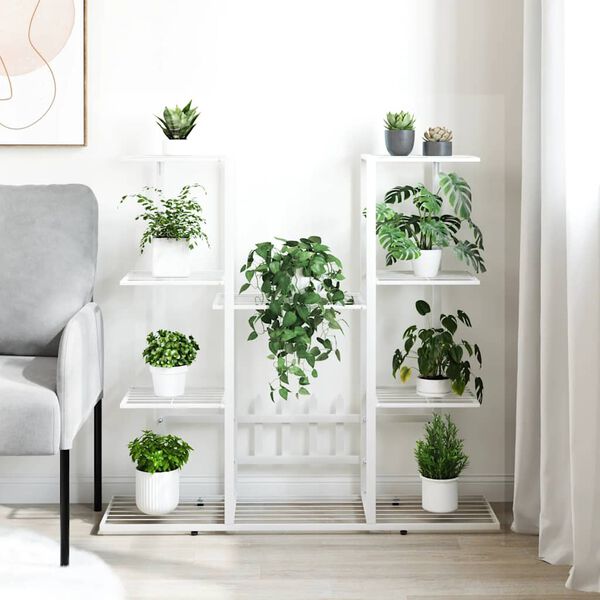 vidaXL Stojak na kwiaty, 94,5 x 25 x 89 cm, biały, żelazo