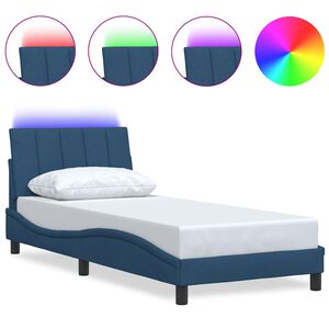 vidaXL Rama ł&oacute;żka bez materaca Hanko Niebieska 80x200 cm Tkanina