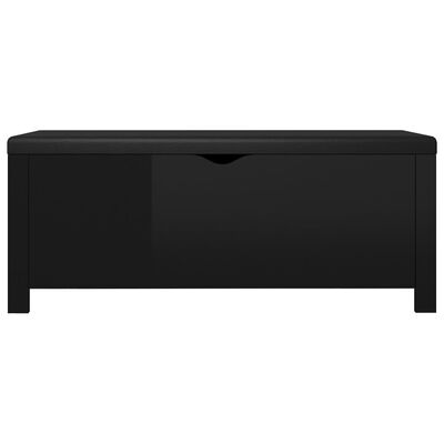 vidaXL Skrzynia z poduszką, czarna z połyskiem, 105x40x45 cm, płyta