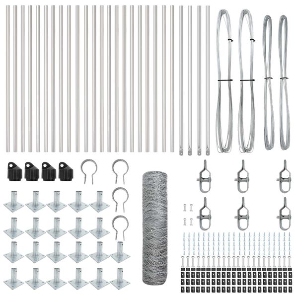 vidaXL Słupek ogrodzeniowy. Srebrny 50 x 1 m (siatka 50 mm) Stal