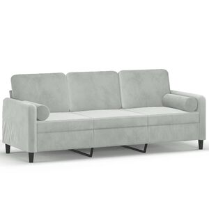 vidaXL 3-osobowa sofa z poduszkami, jasnoszara, 180 cm, aksamit